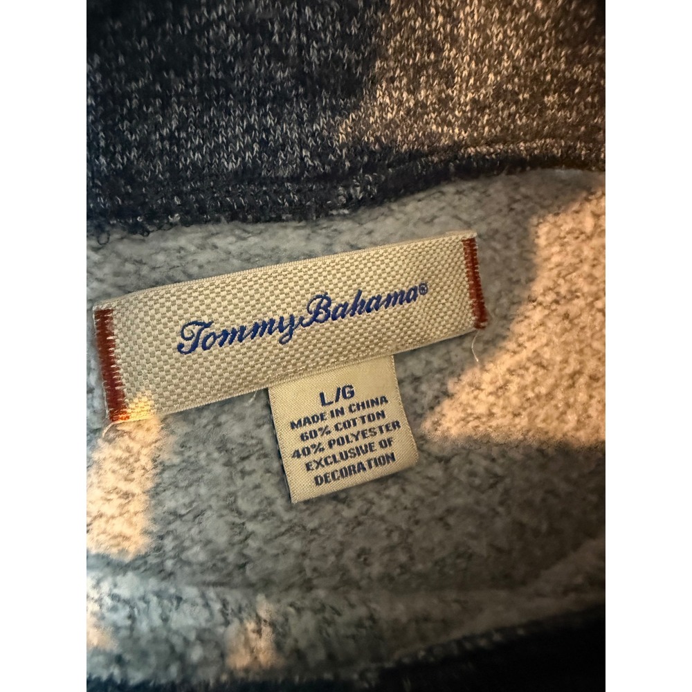 Tommy Bahama women's Large Striped Funnel Neck Pullover Blue Grey knit  L/G - Picture 5 of 11